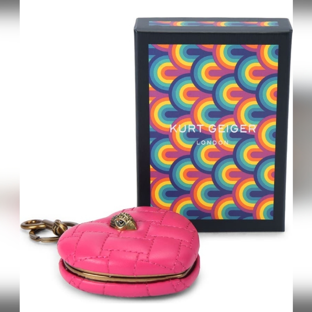 Kurt Geiger Kensington Heart Mirror Holder Bag Charm,  NWT In Box - Picture 4 of 4